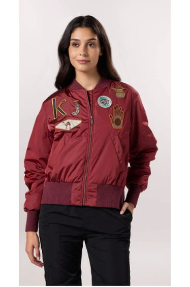 Badges Bomber Jacket - SEASONAL DARK RED