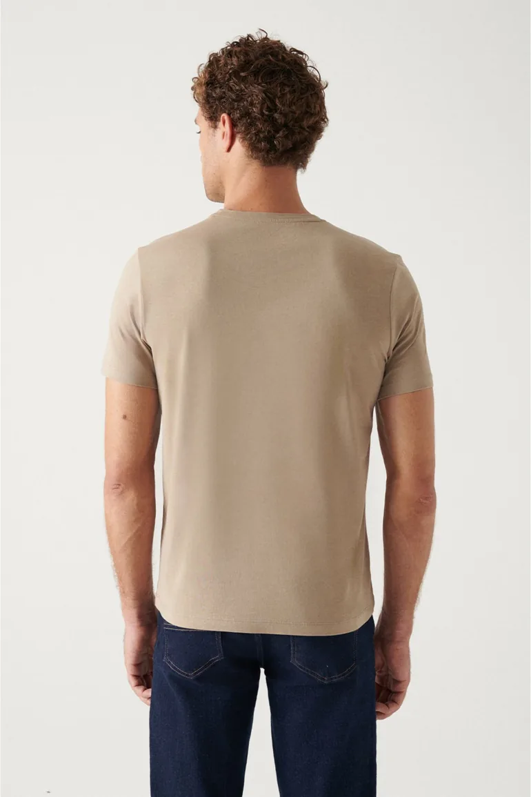 Men's Mink 100% Cotton Breathable Crew Neck Standard Fit Regular Cut T-shirt - 3