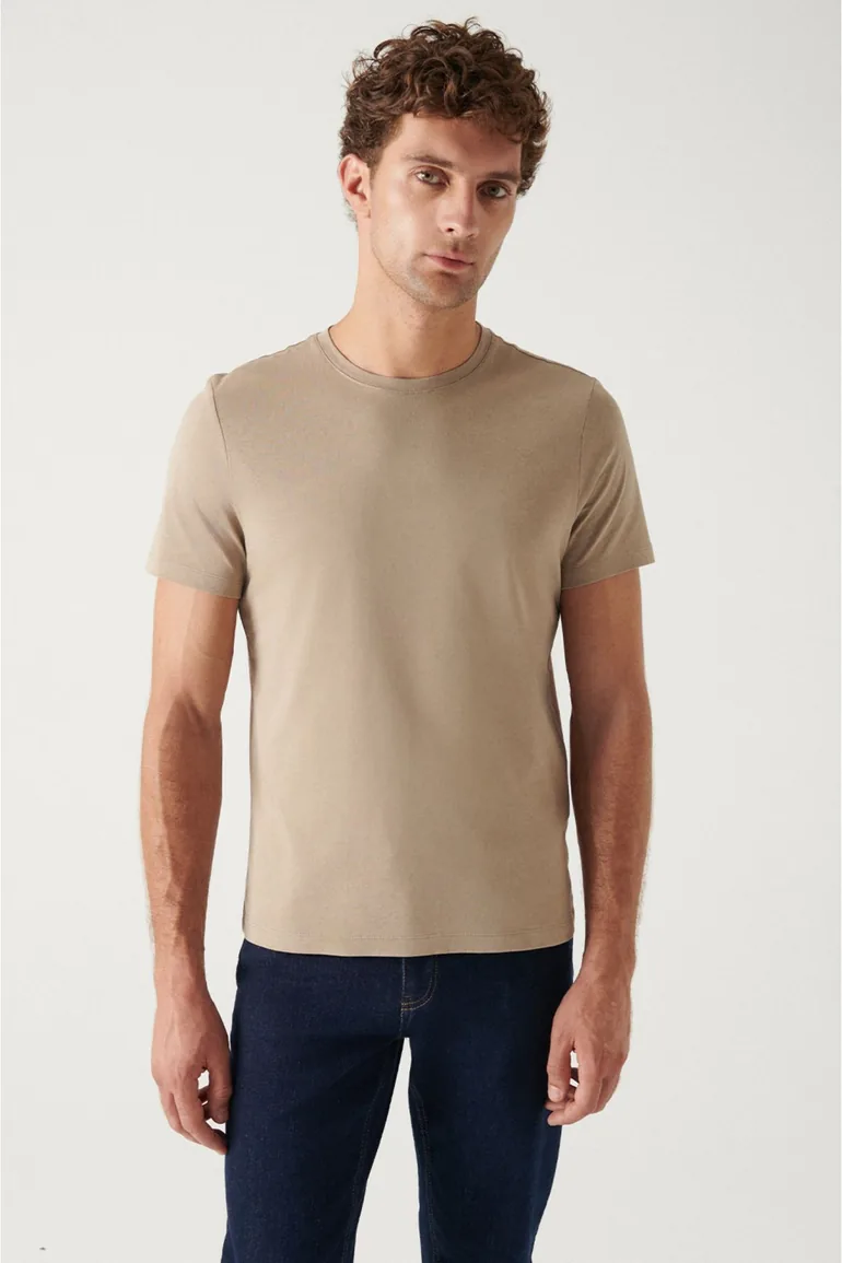 Men's Mink 100% Cotton Breathable Crew Neck Standard Fit Regular Cut T-shirt - 2