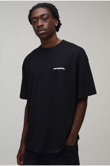 Oversized Passion Fruit Graphic T-Shirt - black