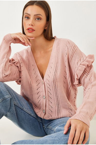 Women's Openwork Frilly Knitwear Cardigan