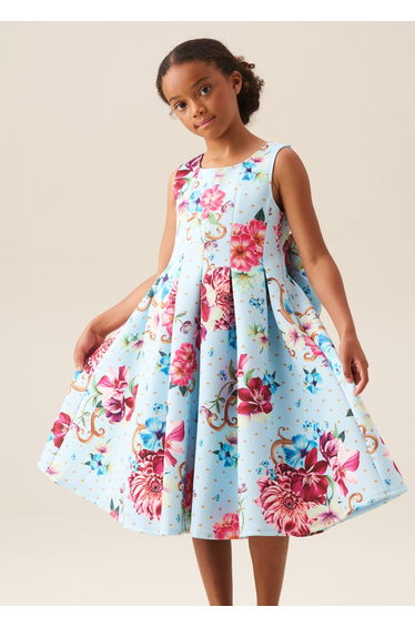 Lola Pleated Fitted Dress - Blue