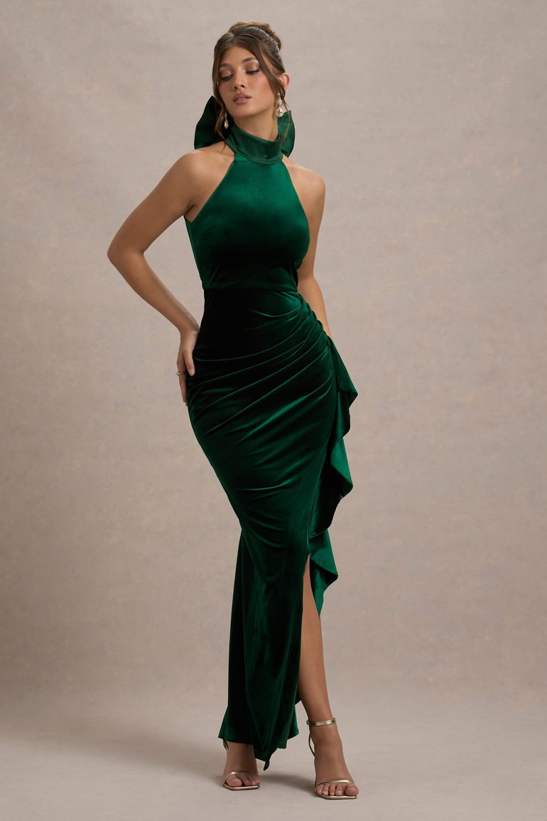 green emerald velvet dress Out On The Dance Floor Emerald Green Velvet Maxi Dress – Shop the Mint main image 0