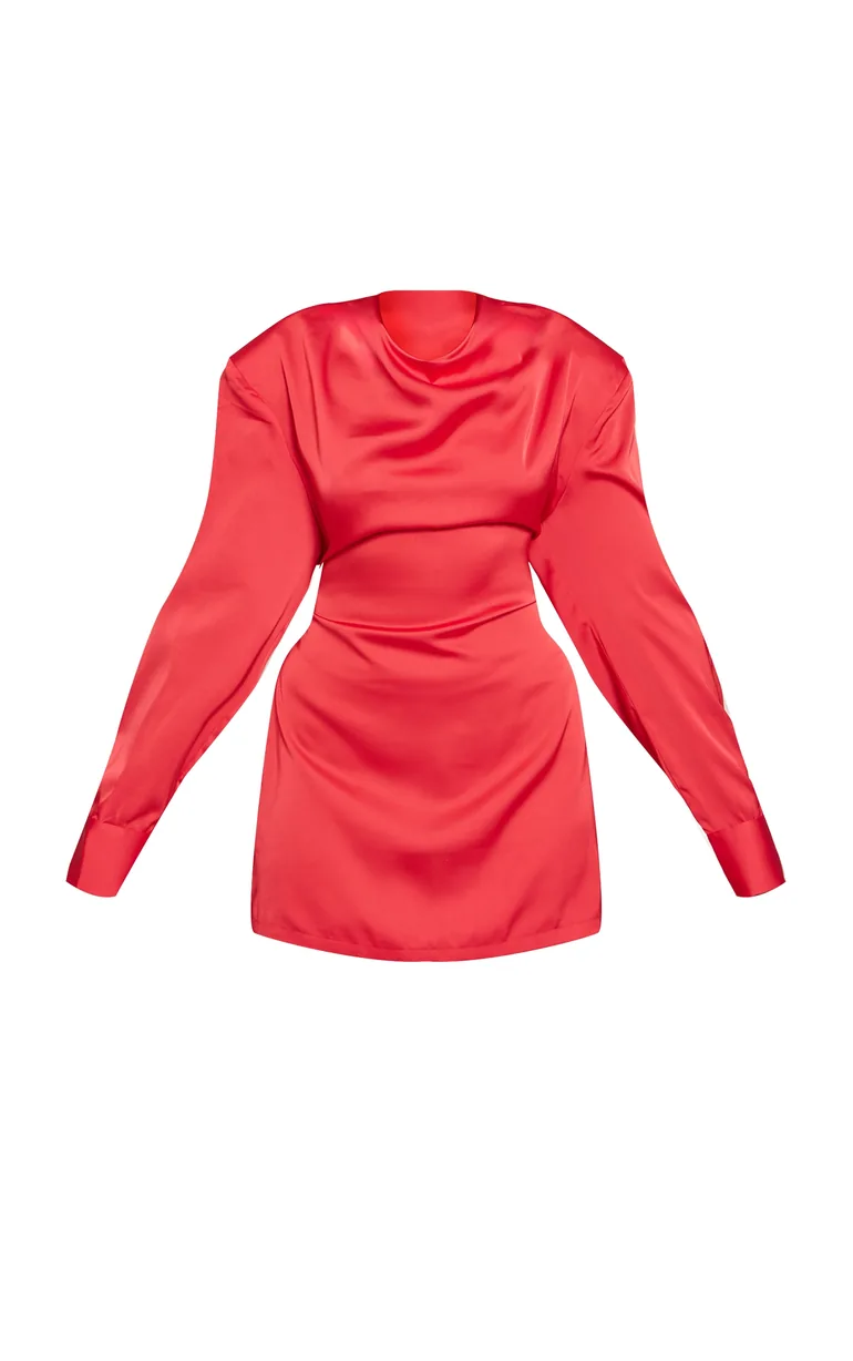 Red Satin Cowl Neck Long Sleeve Midaxi Dress Prettylittlething Red : Party  Dresses : VogaCloset Bahrain