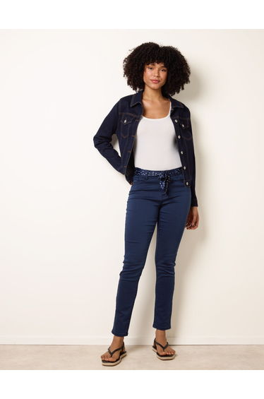 Slim Leg Stretch Denim Scarf Trousers