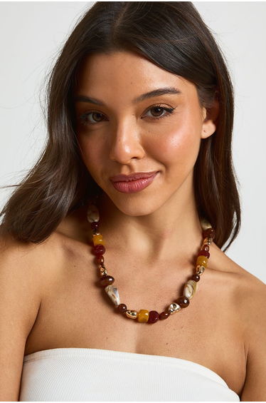 Beaded Statement Necklace - multi
