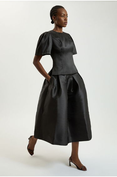 Petite Twill Woven Prom Maxi Skirt