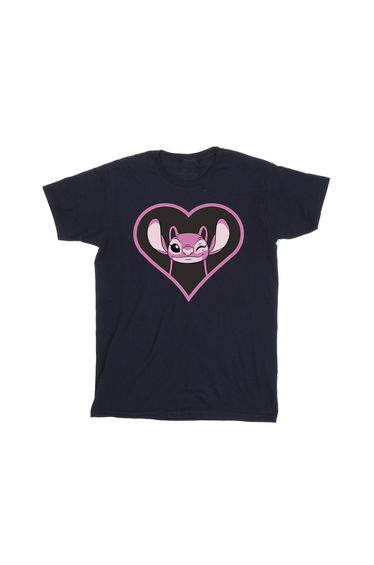 Lilo & Stitch Boys Angel Heart Cotton T-Shirt - Navy Blue