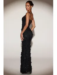 Embellished Fishtail Corset Gown in Black - 6
