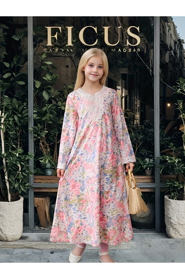 Girls All Over Print Lace Patchwork Dress