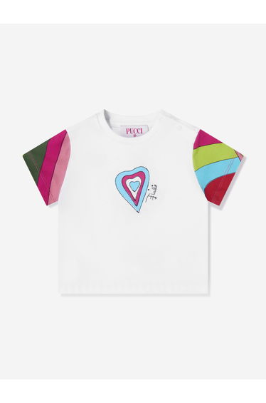 PUCCI Baby Girls Heart Print T-Shirt in White
