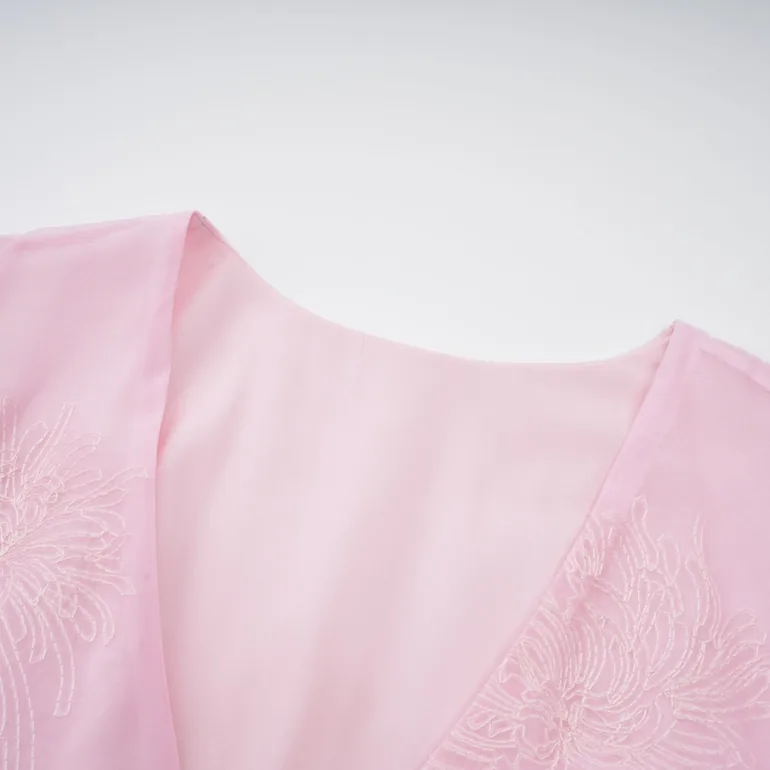 Florence pink floral-embroidered layered mini dress - 13