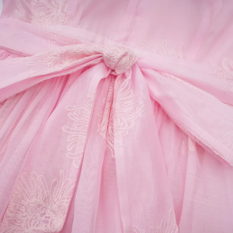 Florence pink floral-embroidered layered mini dress - 15