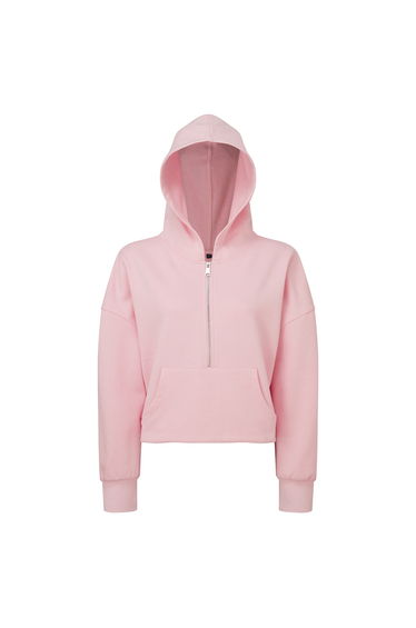TriDri Womens/Ladies Half Zip Hoodie - Light Pink