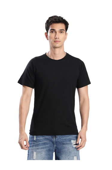 Men Black Solid Regular Fit T-Shirt