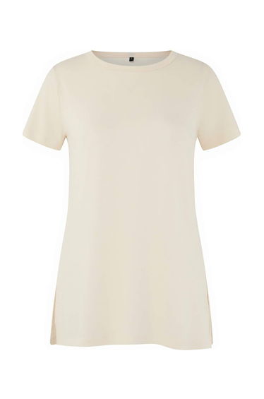 White Micro Fabric Slit Detailed Knitted Sports T-Shirt