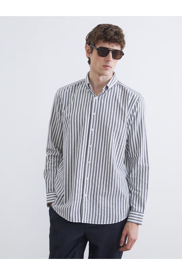 Regular Fit Striped Men's Oxford Shirt