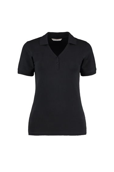 Kustom Kit Ladies Sophia Comfortec® V-Neck Short Sleeve Polo Shirt - Black