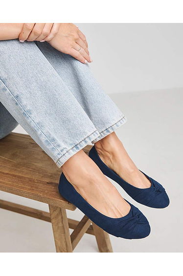 Twist Front Ballerina Shoes Ex Wide Fit