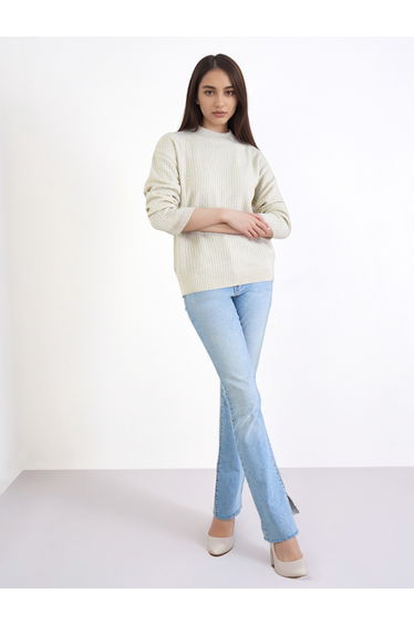 Off White Knit Regular Fit Sweater