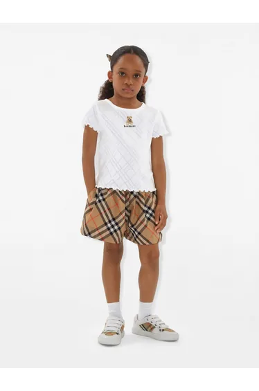 شورت بناتي كاروهات لون بيج