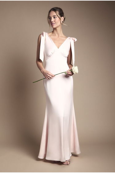 Coast Honoured Satin Back Crepe V Neck Tie Shoulder Maxi Dress