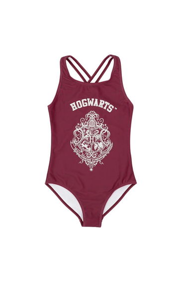 Harry Potter Girls Hogwarts One Piece Swimsuit - Burgundy