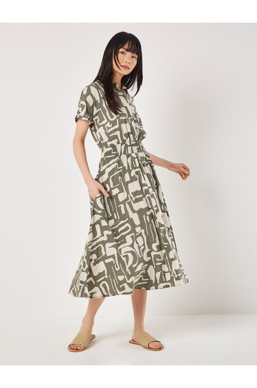 Geo Grecian Shirt Midi Dress