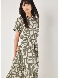 Geo Grecian Shirt Midi Dress - 1