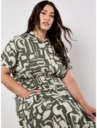 Geo Grecian Shirt Midi Dress - 7