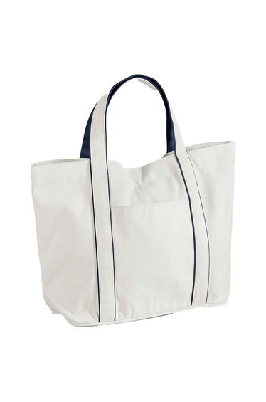 Westford Mill Courtside Tote Bag - Soft White/French Navy