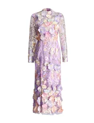 فستان بتطريز بأزهار - أرجواني - 7