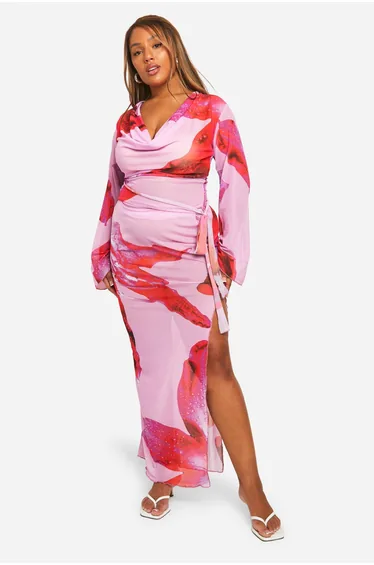 Plus Floral Ring Wrap Beach Co-ord