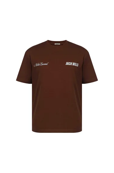 Jack Wills Mens Script Mix Oversized T-Shirt - Chocolate