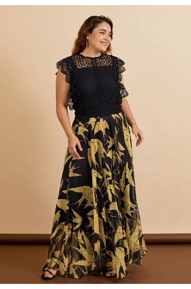 Swallows Print Maxi Skirt