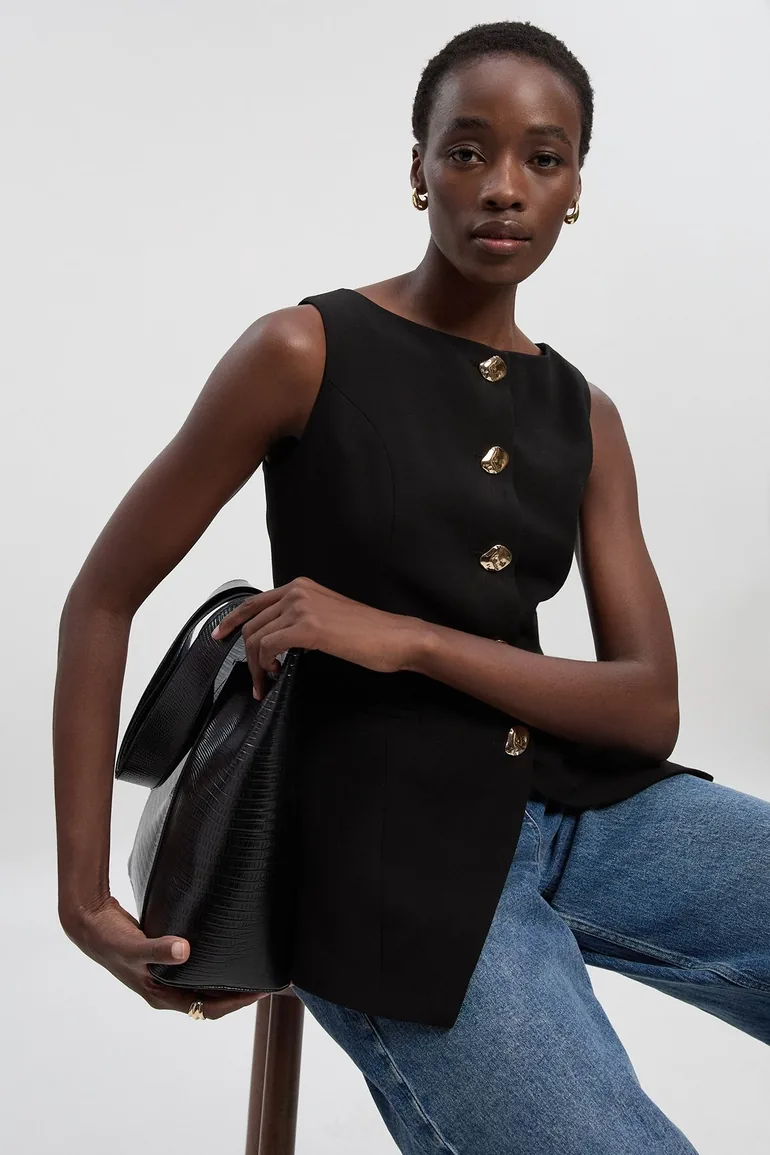 Compact Essential Button Detail Waistcoat