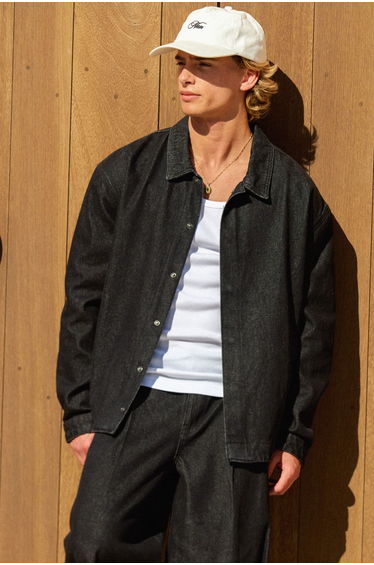 Rinse Wash Oversized Co-Ord Shirt - black