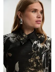 Floral Jacquard Tailored Jacket - 1