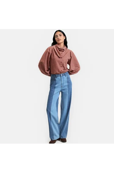 Two-Tone Wide Leg Jeans