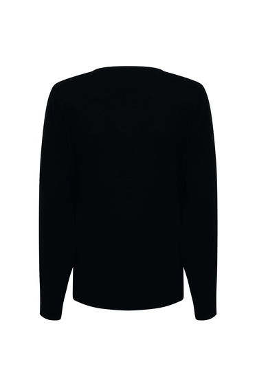 Henbury Womens/Ladies 12 Gauge Fine Knit V-Neck Jumper / Sweatshirt - Black product thumbnail 2