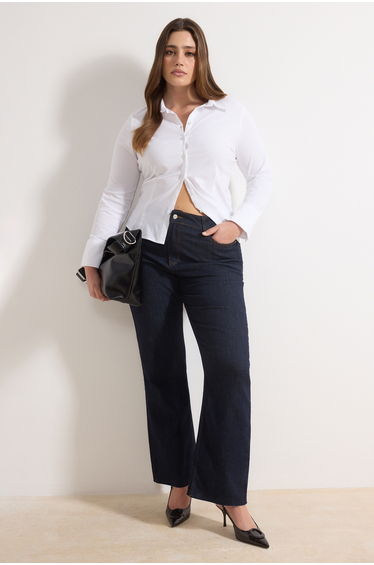 Wardrobe Essentials White Lightweight Fitted Waist Cotton Woven Shirt