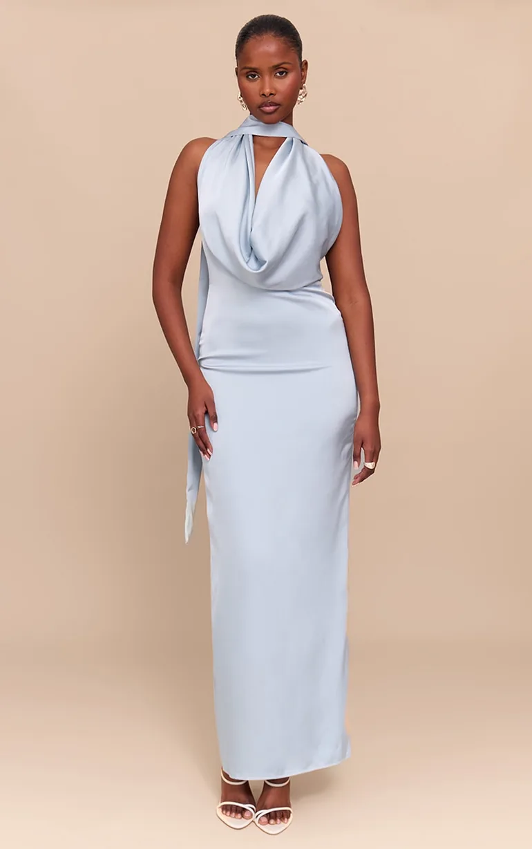 princess polly baby blue dress Light Blue Cowl Neck Dress main image 0