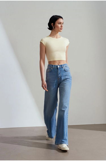 Dilvin Slim Fit Crop Jersey Blouse