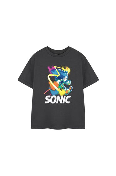 Sonic The Hedgehog Boys Watercolour Short-Sleeved T-Shirt - Charcoal