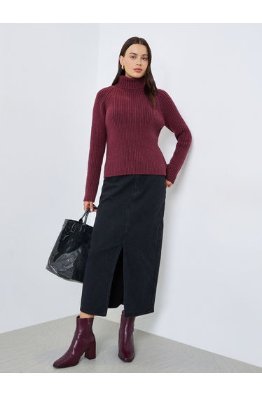 Boxy Regular Length Turtle Neck Sweater