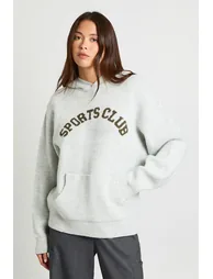 Sports Club Oversized Knitted Hoodie - grey - 1