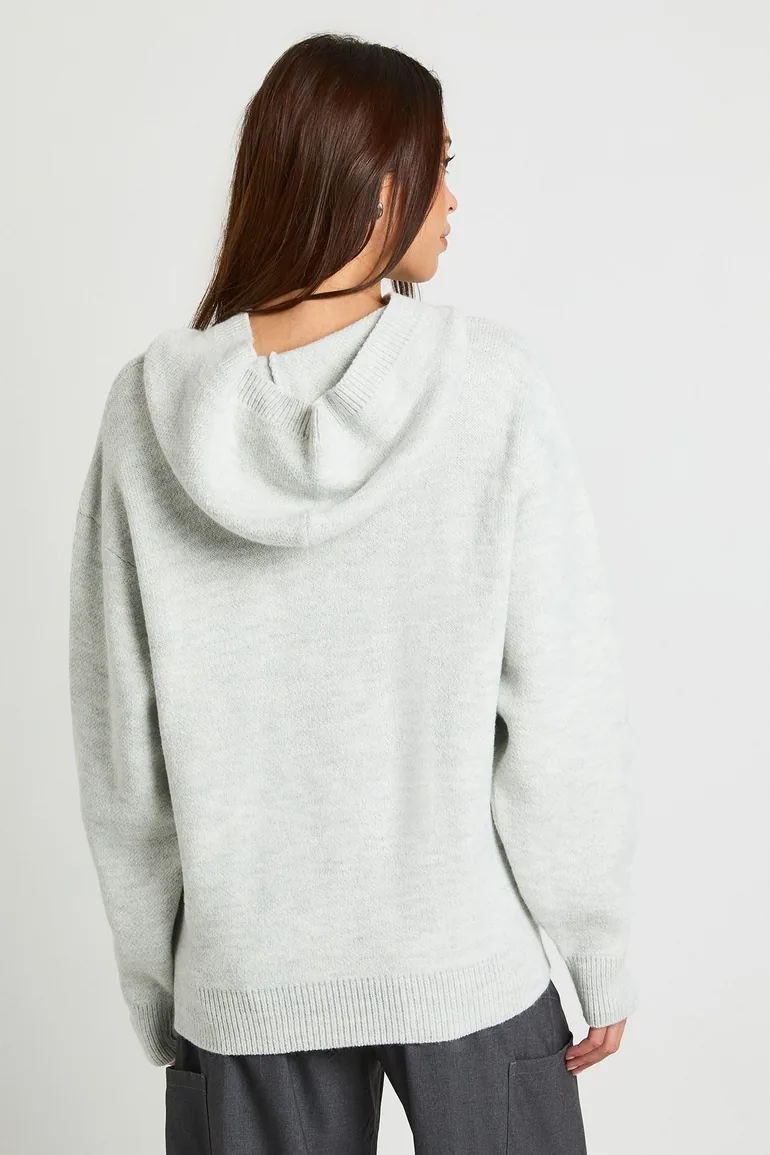 Sports Club Oversized Knitted Hoodie - grey - 2
