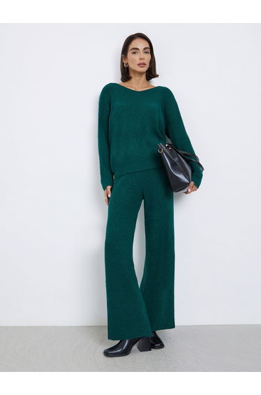 V Neck Oversized Knit Sweater and Pants Co-Ords