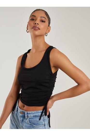 Ruched Tie Up Side Crop Top