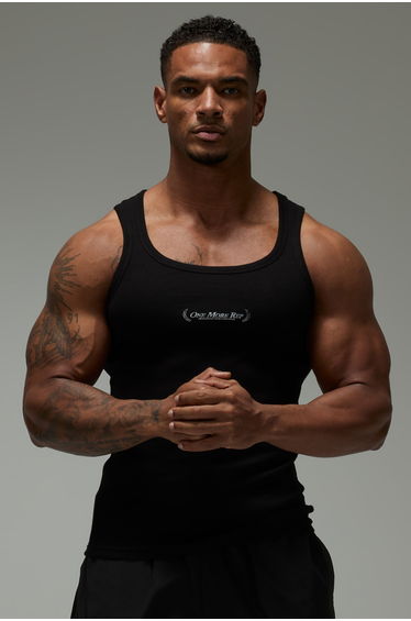 One More Rep Muscle Ribbed Vest - black